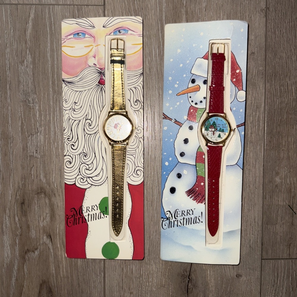 Lot of 2 Vintage 1994 Folio Christmas Greeting Card Watch Christmas Tree NIP